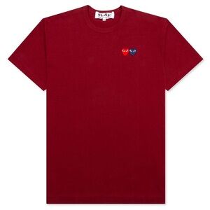 Comme des Garcons Play T-shirt Streetwear double hearts Size M maroon Cotton